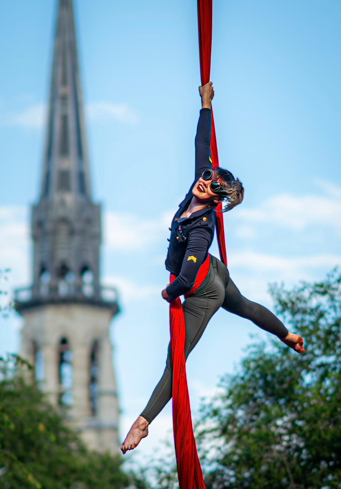 Clara Alex performing aerial silks
